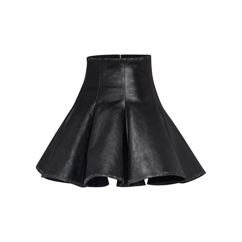 Pleated Calfskin Circle Skirt 